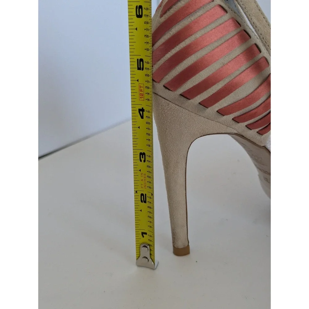 Reiss Womens Heels Size 7 Nude Coral Ankle Strap Cutout Peep Toe Stiletto - Picture 7 of 16
